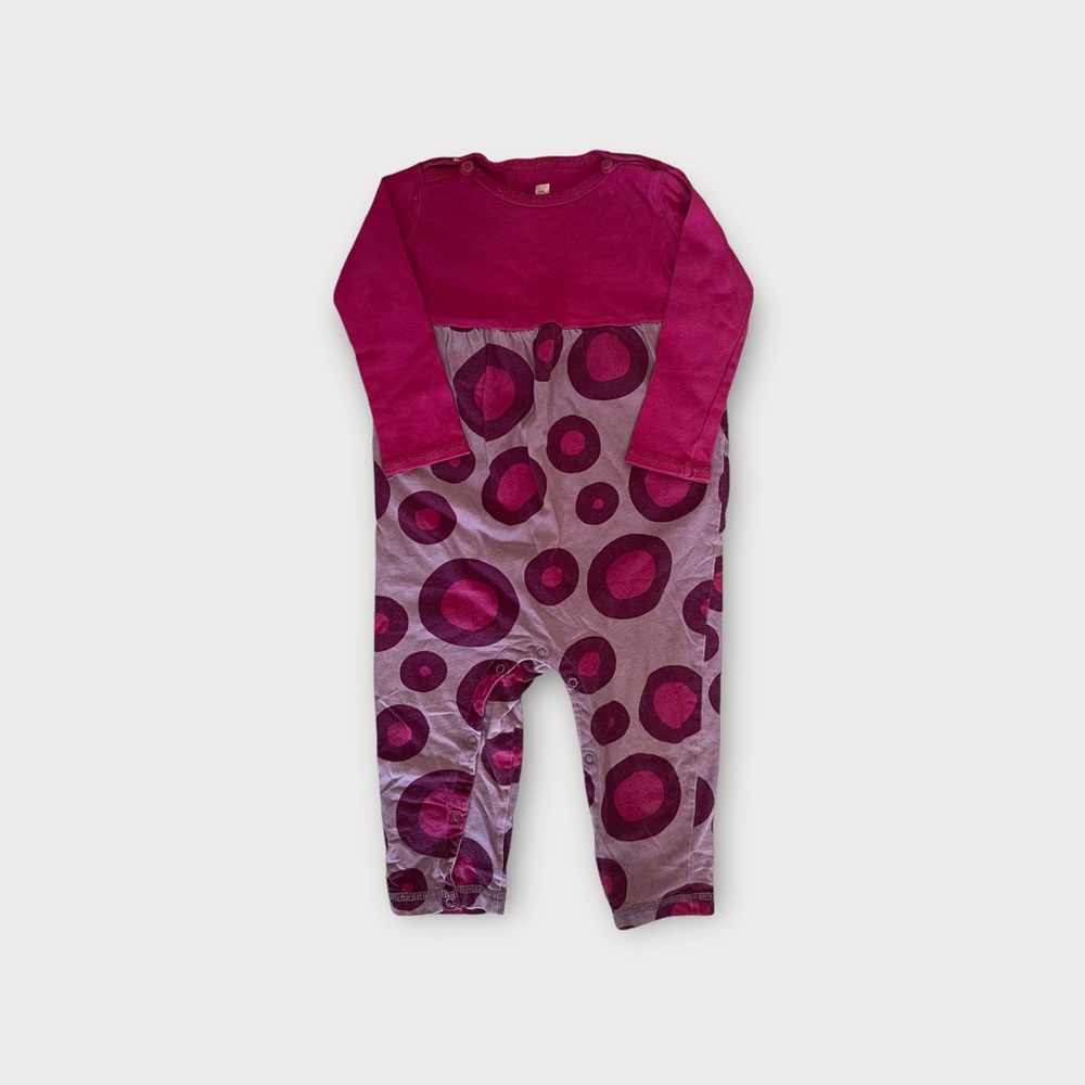 Tea Collection Purple & Maroon Spot Pattern Romper